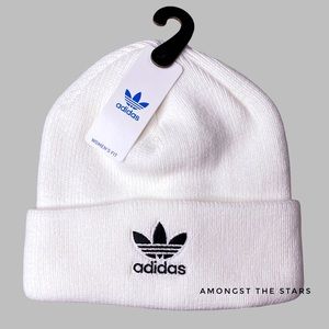 adidas Originals Trefoil White Knit Beanie Hat